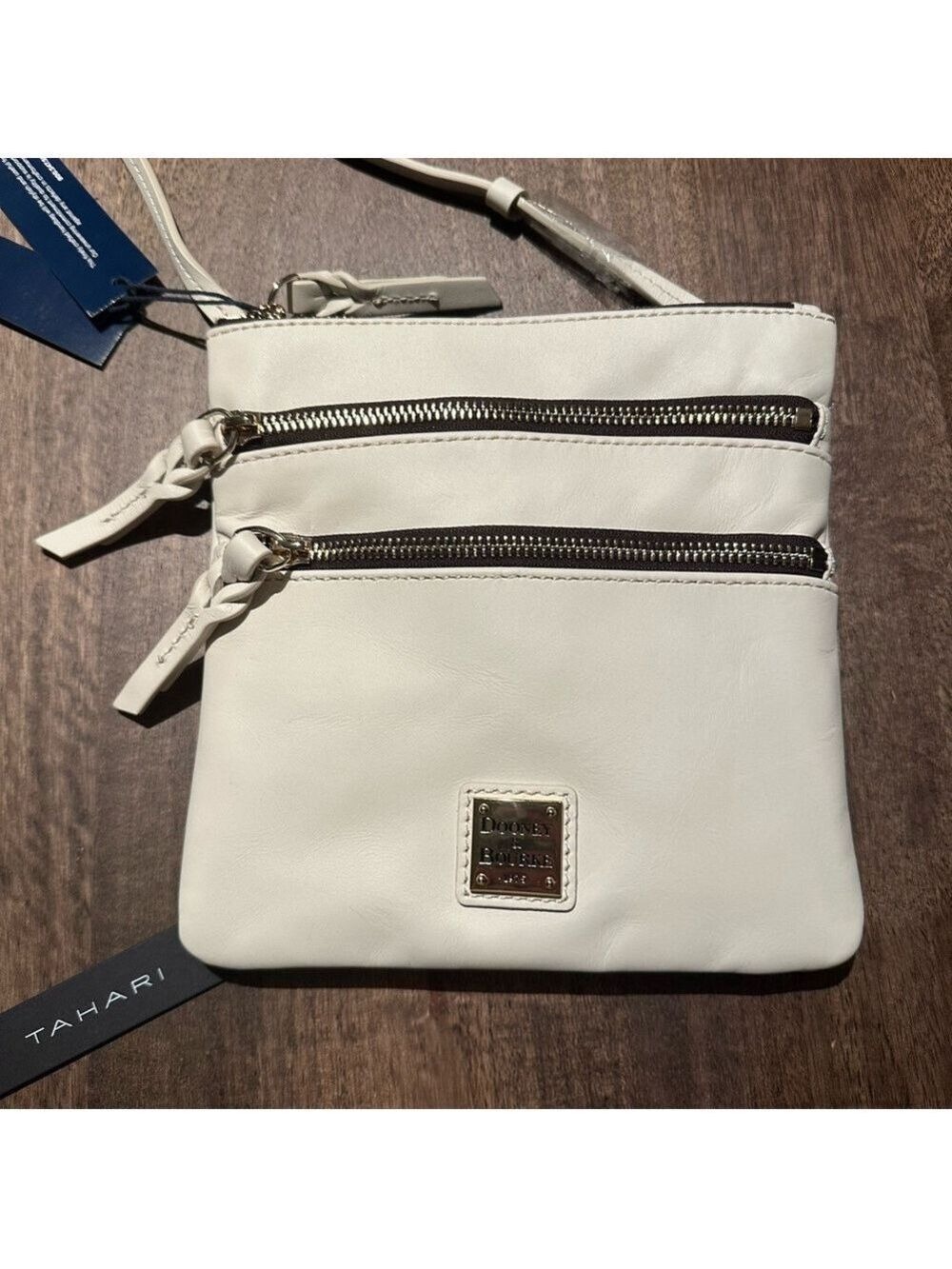 Dooney & Bourke Ivory Apollo Leather Triple Zip Crossbody Bag Boho Purse NWT - Picture 15 of 16